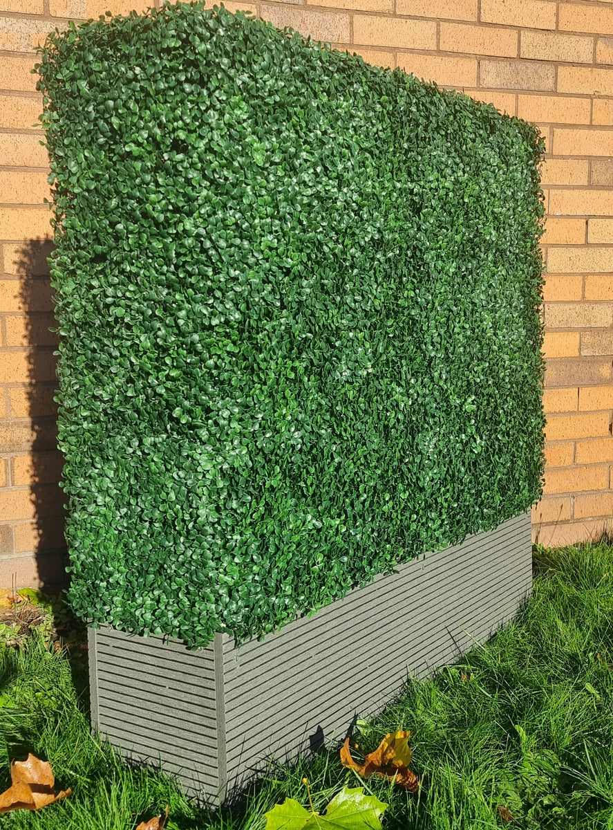 Artificial boxwood hedge in wooden planter 100x25x100cm UV Outdoor use