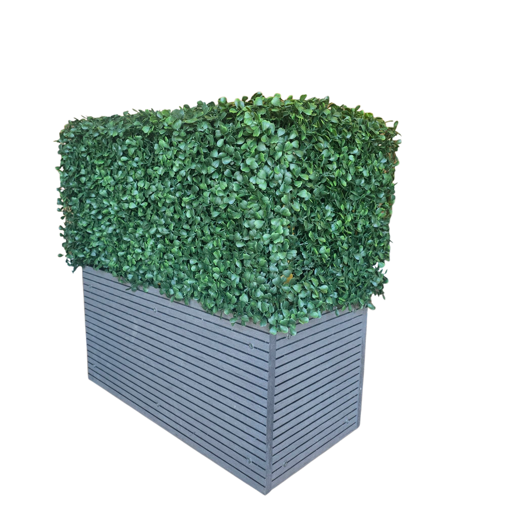 Artificial Boxwood Hedge in Composite Decking Planter 50 cm Height